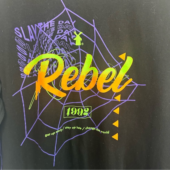 Dutch Bros MEDIUM+XL+XXL Black VINTAGE Long Sleeve Tee Rebel Spider Web “Slay…” - Picture 4 of 8